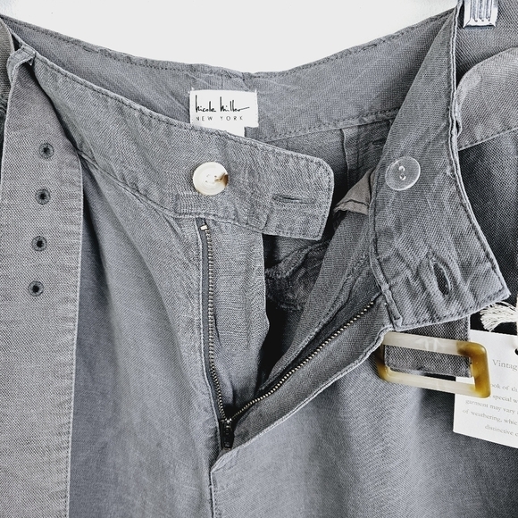 Nicole Miller Gray High Rise Linen Blend Shorts NWT, size 8 - Picture 6 of 10